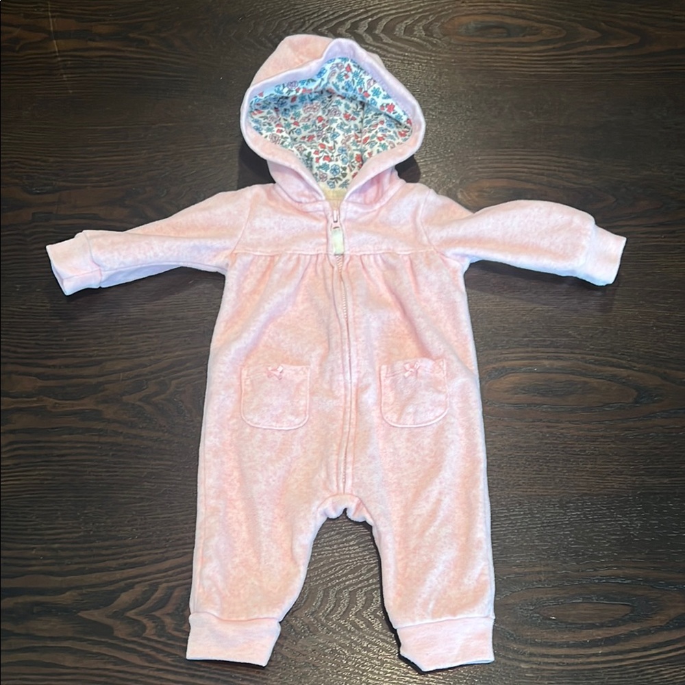 Carter's Pink Baby Onesie with Floral Lining